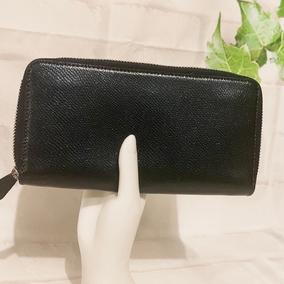 💐 COACH F54007 💐 METALLIC MIDNIGHT CROSS GRAIN LEATHER CONTINENTAL WALLET - Picture 4 of 7